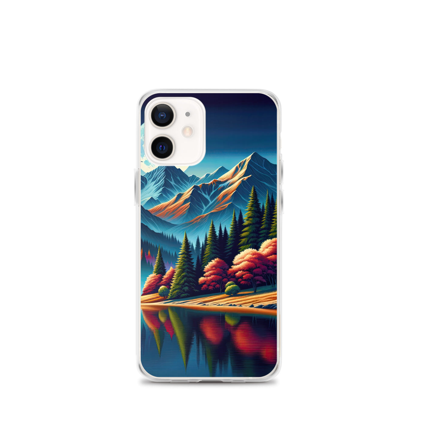 Ruhiger Herbstabend in den Alpen, grün-rote Berge - iPhone Schutzhülle (durchsichtig) berge xxx yyy zzz iPhone 12 mini