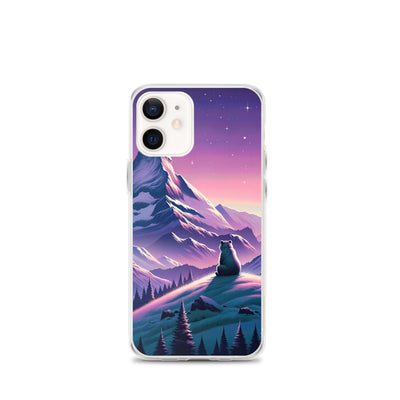 Bezaubernder Alpenabend mit Bär, lavendel-rosafarbener Himmel (AN) - iPhone Schutzhülle (durchsichtig) xxx yyy zzz iPhone 12 mini