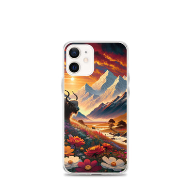 Magischer Alpenabend mit Hochlandkuh und goldener Sonnenkulisse - iPhone Schutzhülle (durchsichtig) berge xxx yyy zzz iPhone 12 mini
