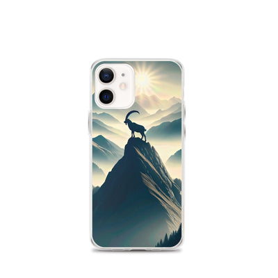 Morgendlicher Steinbock auf Alpengipfel, steile Berghänge - iPhone Schutzhülle (durchsichtig) berge xxx yyy zzz iPhone 12 mini