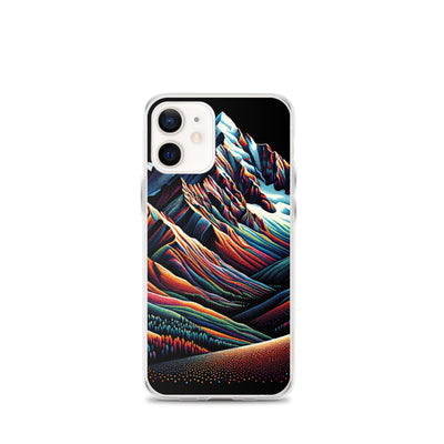 Pointillistische Darstellung der Alpen, Farbpunkte formen die Landschaft - iPhone Schutzhülle (durchsichtig) berge xxx yyy zzz iPhone 12 mini