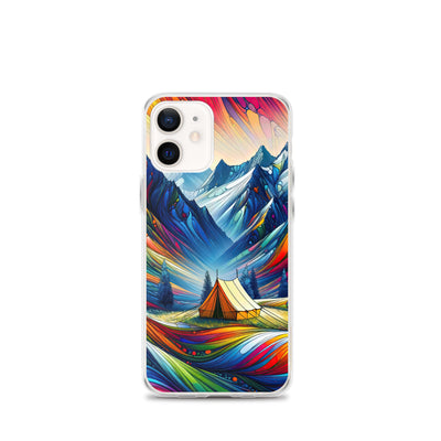 Surreale Alpen in abstrakten Farben, dynamische Formen der Landschaft - iPhone Schutzhülle (durchsichtig) camping xxx yyy zzz iPhone 12 mini
