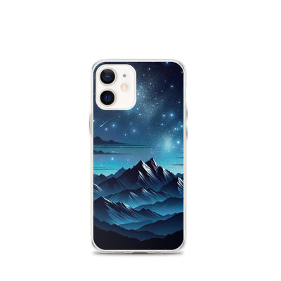 Alpen unter Sternenhimmel mit glitzernden Sternen und Meteoren - iPhone Schutzhülle (durchsichtig) berge xxx yyy zzz iPhone 12 mini