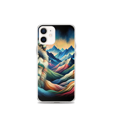 Traumhaftes Alpenpanorama mit Wolf in wechselnden Farben und Mustern (AN) - iPhone Schutzhülle (durchsichtig) xxx yyy zzz iPhone 12 mini