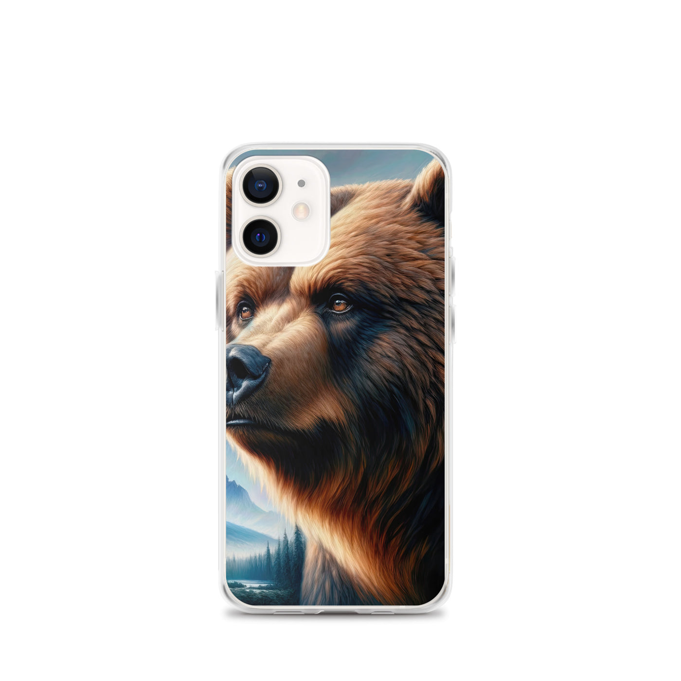 Ölgemälde, das das Gesicht eines starken realistischen Bären einfängt. Porträt - iPhone Schutzhülle (durchsichtig) camping xxx yyy zzz iPhone 12 mini