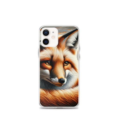 Ölgemälde eines nachdenklichen Fuchses mit weisem Blick - iPhone Schutzhülle (durchsichtig) camping xxx yyy zzz iPhone 12 mini