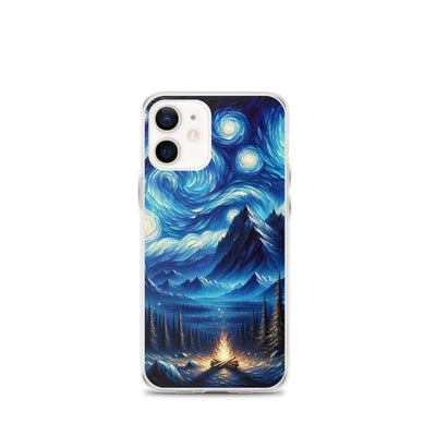 Sternennacht-Stil Ölgemälde der Alpen, himmlische Wirbelmuster - iPhone Schutzhülle (durchsichtig) berge xxx yyy zzz iPhone 12 mini