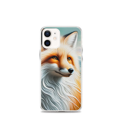 Ölgemälde eines anmutigen, intelligent blickenden Fuchses in Orange-Weiß - iPhone Schutzhülle (durchsichtig) camping xxx yyy zzz iPhone 12 mini