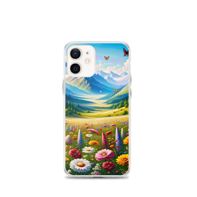Ölgemälde einer ruhigen Almwiese, Oase mit bunter Wildblumenpracht - iPhone Schutzhülle (durchsichtig) camping xxx yyy zzz iPhone 12 mini