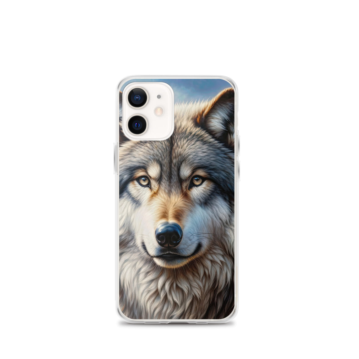 Porträt-Ölgemälde eines prächtigen Wolfes mit faszinierenden Augen (AN) - iPhone Schutzhülle (durchsichtig) xxx yyy zzz iPhone 12 mini