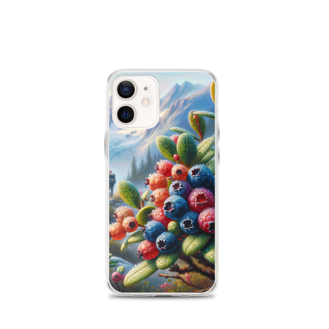 Ölgemälde einer Nahaufnahme von Alpenbeeren in satten Farben und zarten Texturen - iPhone Schutzhülle (durchsichtig) wandern xxx yyy zzz iPhone 12 mini