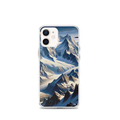 Ölgemälde der Alpen mit hervorgehobenen zerklüfteten Geländen im Licht und Schatten - iPhone Schutzhülle (durchsichtig) berge xxx yyy zzz iPhone 12 mini