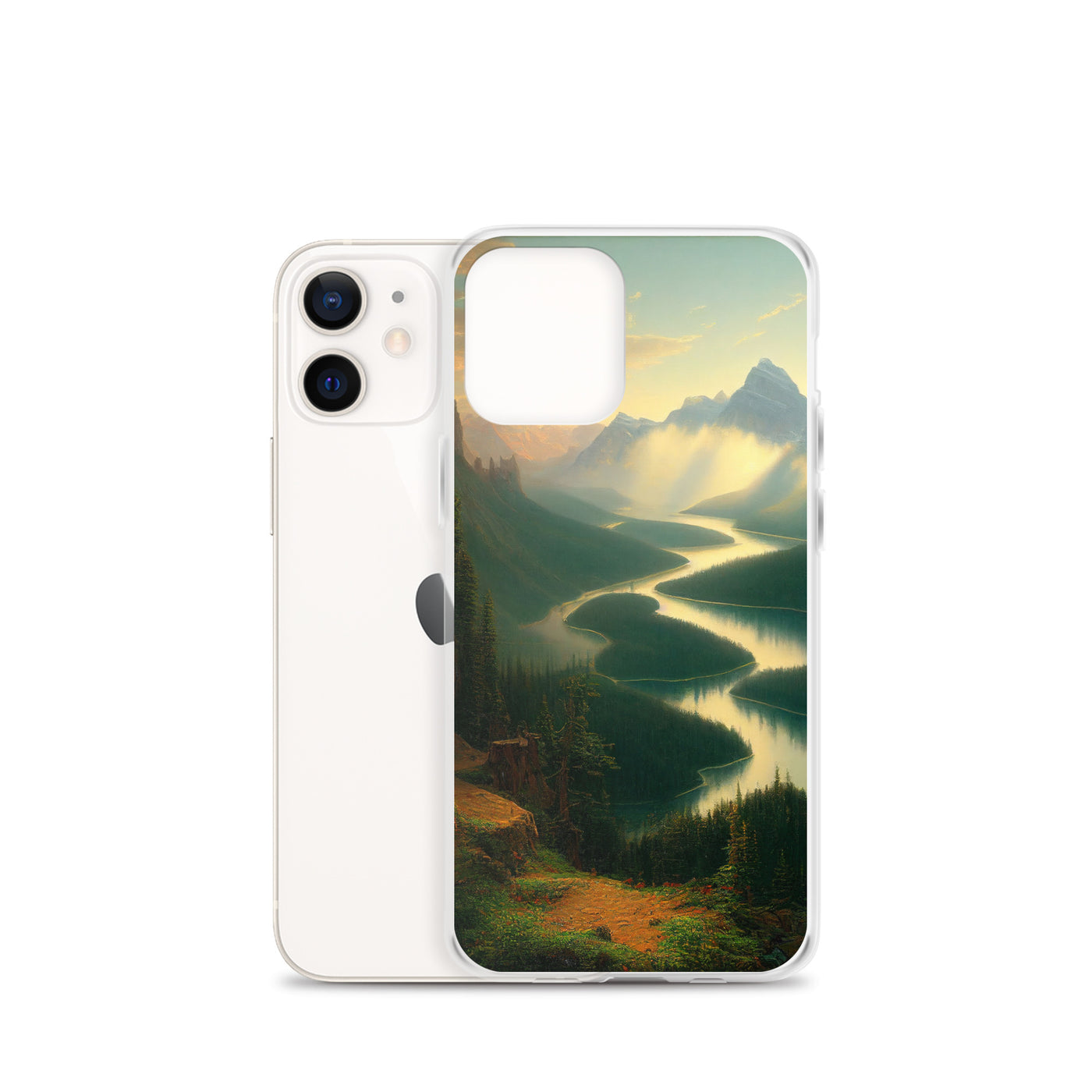 Landschaft mit Bergen, See und viel grüne Natur - Malerei - iPhone Schutzhülle (durchsichtig) berge xxx