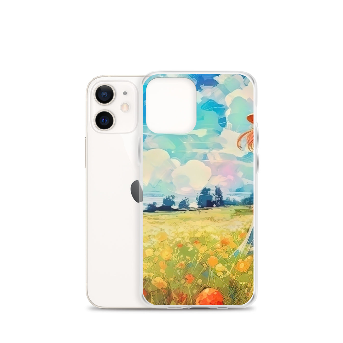 Dame mit Hut im Feld mit Blumen - Landschaftsmalerei - iPhone Schutzhülle (durchsichtig) camping xxx