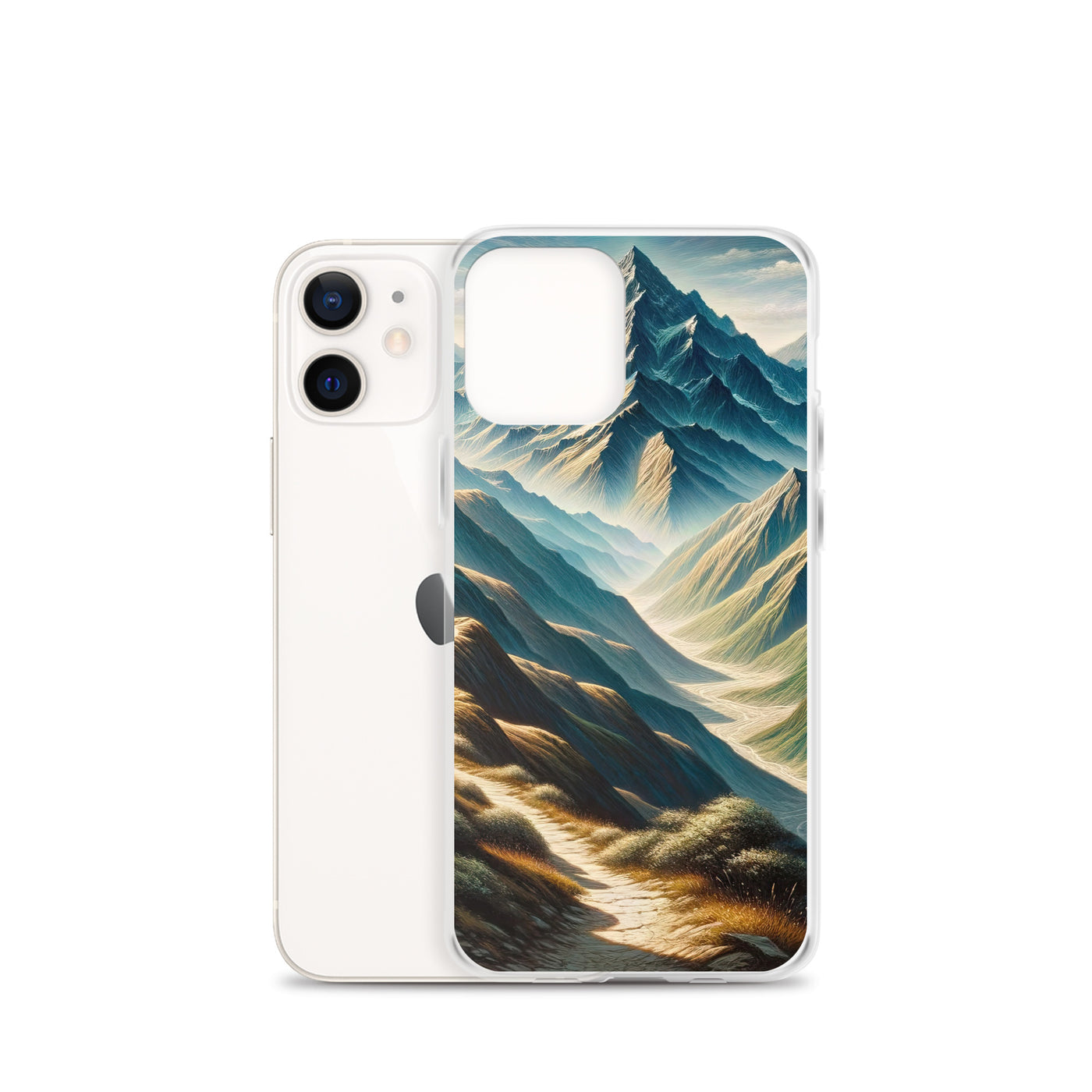 Berglandschaft: Acrylgemälde mit hervorgehobenem Pfad - iPhone Schutzhülle (durchsichtig) berge xxx yyy zzz