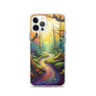 Wald und Wanderweg - Bunte, farbenfrohe Malerei - iPhone Schutzhülle (durchsichtig) camping xxx iPhone 12 Pro