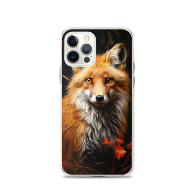 Fuchs Porträt und Herbstblätter - Malerei - iPhone Schutzhülle (durchsichtig) camping xxx iPhone 12 Pro