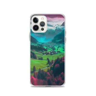 Berglandschaft und Dorf - Fotorealistische Malerei - iPhone Schutzhülle (durchsichtig) berge xxx iPhone 12 Pro