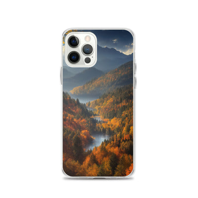 Berge, Wald und Nebel - Malerei - iPhone Schutzhülle (durchsichtig) berge xxx iPhone 12 Pro