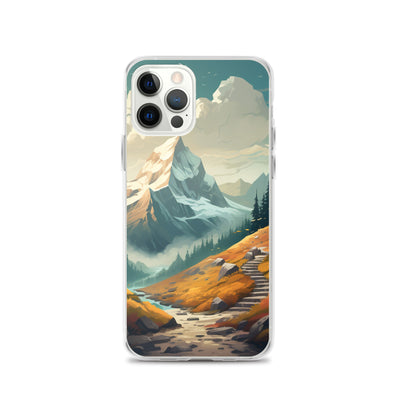 Berge, Wald und Wanderweg - Malerei - iPhone Schutzhülle (durchsichtig) berge xxx iPhone 12 Pro