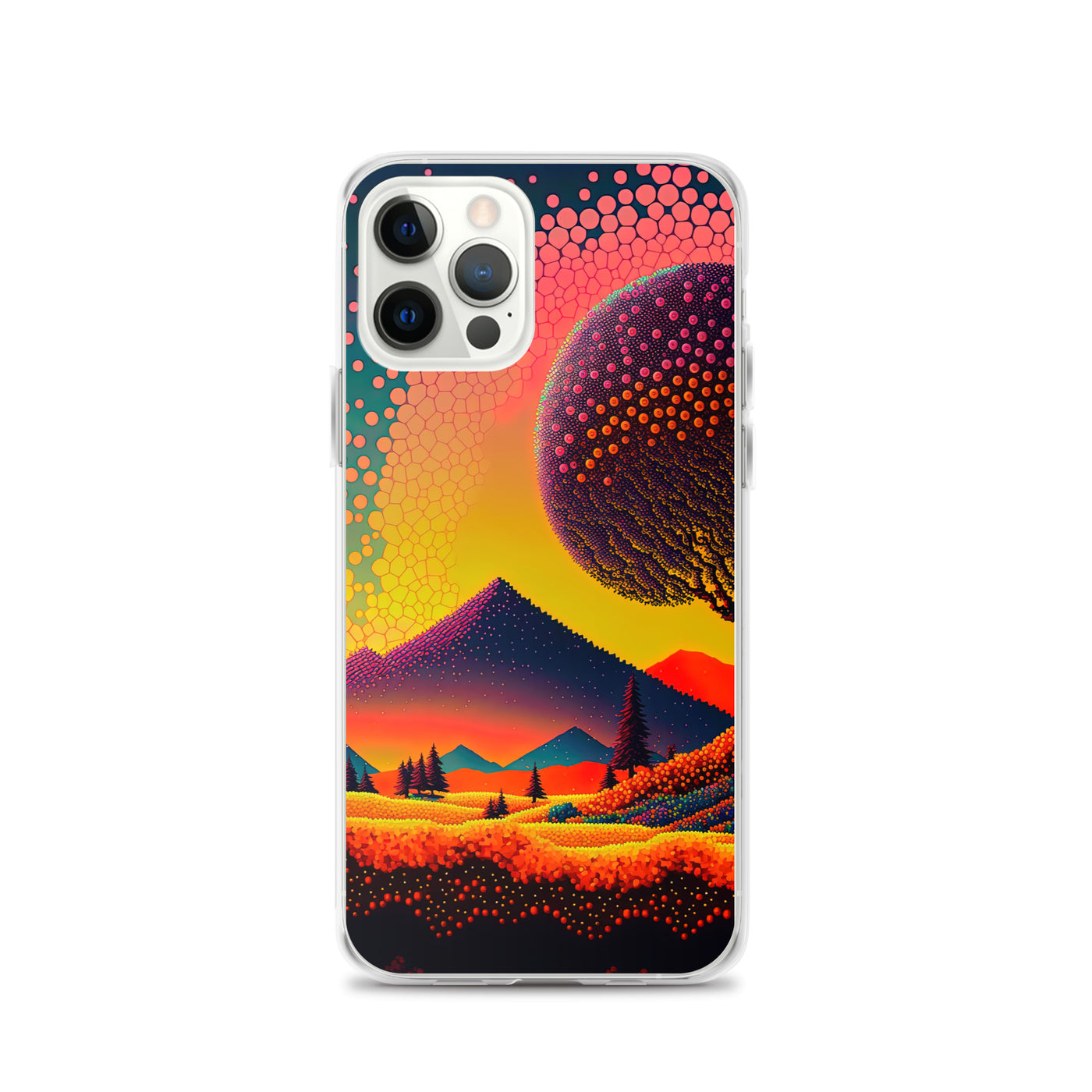 Berge und warme Farben - Punktkunst - iPhone Schutzhülle (durchsichtig) berge xxx iPhone 12 Pro