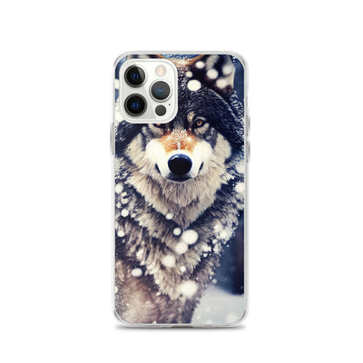 Wolf im Schnee - Episches Foto - iPhone Schutzhülle (durchsichtig) camping xxx iPhone 12 Pro