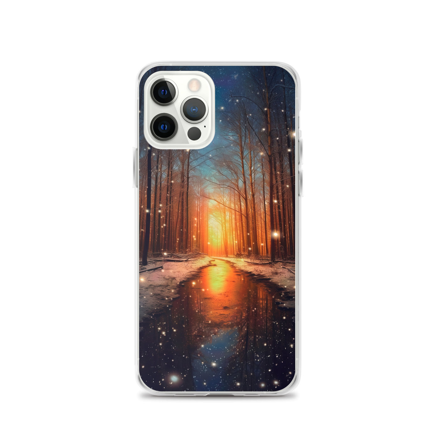 Bäume im Winter, Schnee, Sonnenaufgang und Fluss - iPhone Schutzhülle (durchsichtig) camping xxx iPhone 12 Pro
