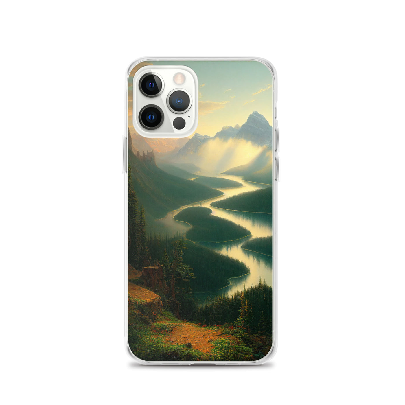 Landschaft mit Bergen, See und viel grüne Natur - Malerei - iPhone Schutzhülle (durchsichtig) berge xxx iPhone 12 Pro