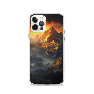 Wunderschöne Himalaya Gebirge im Nebel und Sonnenuntergang - Malerei - iPhone Schutzhülle (durchsichtig) berge xxx iPhone 12 Pro