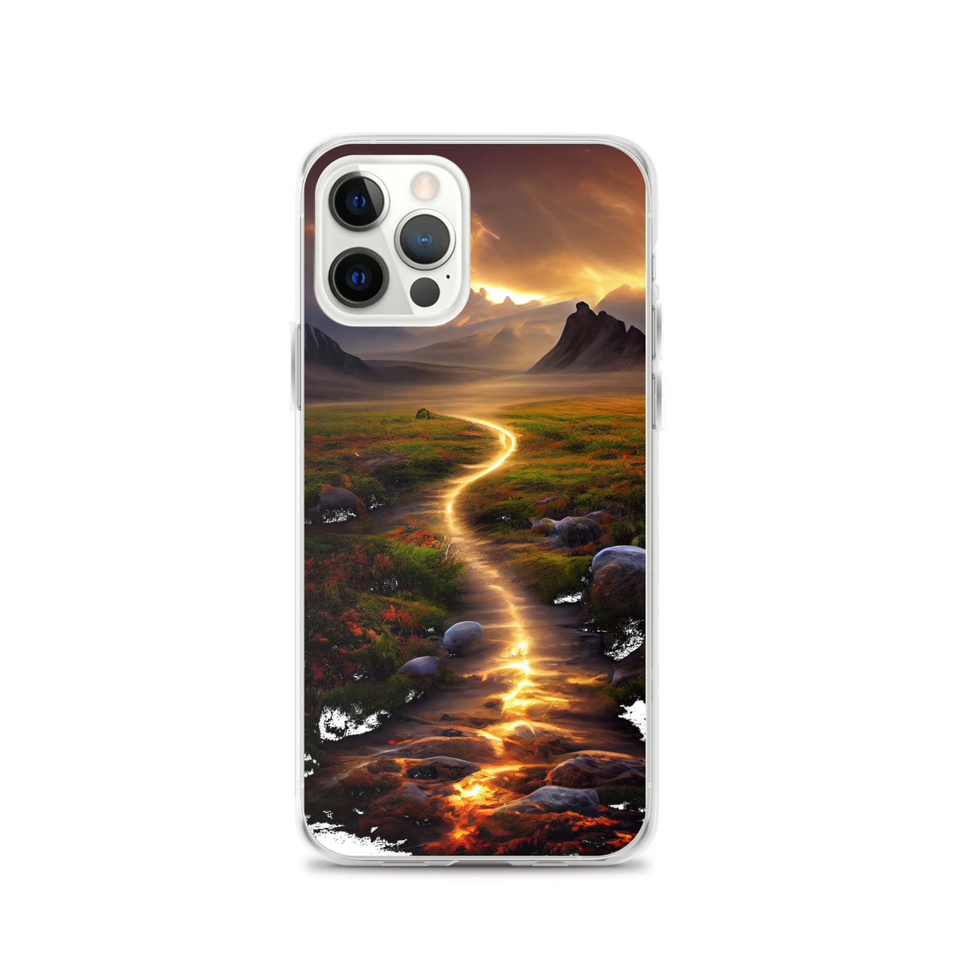 Landschaft mit wilder Atmosphäre - Malerei - iPhone Schutzhülle (durchsichtig) berge xxx iPhone 12 Pro