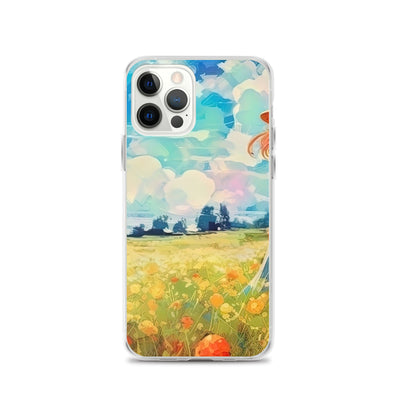 Dame mit Hut im Feld mit Blumen - Landschaftsmalerei - iPhone Schutzhülle (durchsichtig) camping xxx iPhone 12 Pro