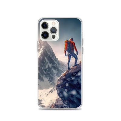Bergsteiger auf Berg - Epische Malerei - iPhone Schutzhülle (durchsichtig) klettern xxx iPhone 12 Pro