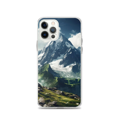 Gigantischer Berg - Landschaftsmalerei - iPhone Schutzhülle (durchsichtig) berge xxx iPhone 12 Pro