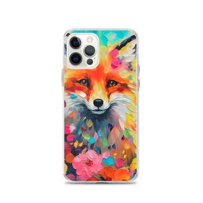 Schöner Fuchs im Blumenfeld - Farbige Malerei - iPhone Schutzhülle (durchsichtig) camping xxx iPhone 12 Pro