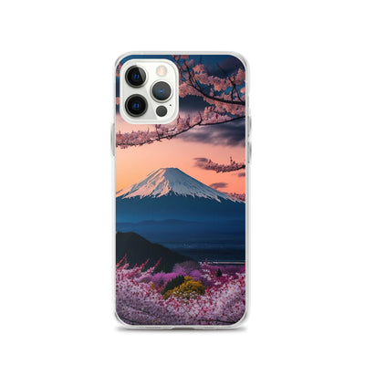 Berg - Pinke Bäume und Blumen - iPhone Schutzhülle (durchsichtig) berge xxx iPhone 12 Pro