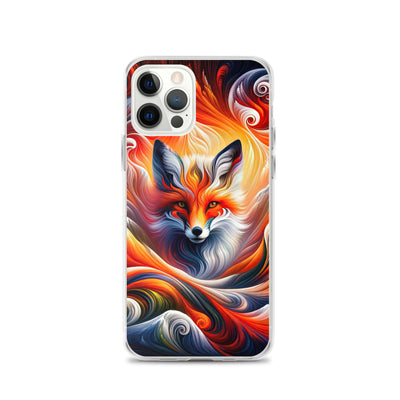 Abstraktes Kunstwerk, das den Geist der Alpen verkörpert. Leuchtender Fuchs in den Farben Orange, Rot, Weiß - iPhone Schutzhülle (durchsichtig) camping xxx yyy zzz iPhone 12 Pro