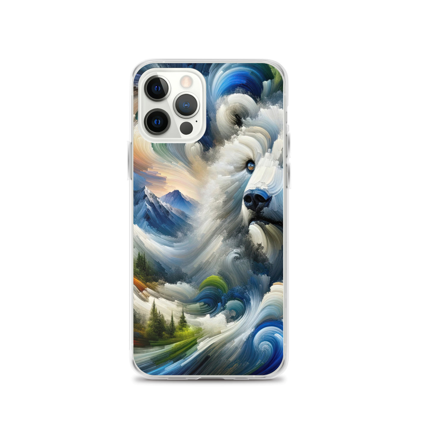Abstrakte Alpen & Eisbär Kunst in dynamischen Farben - iPhone Schutzhülle (durchsichtig) camping xxx yyy zzz iPhone 12 Pro