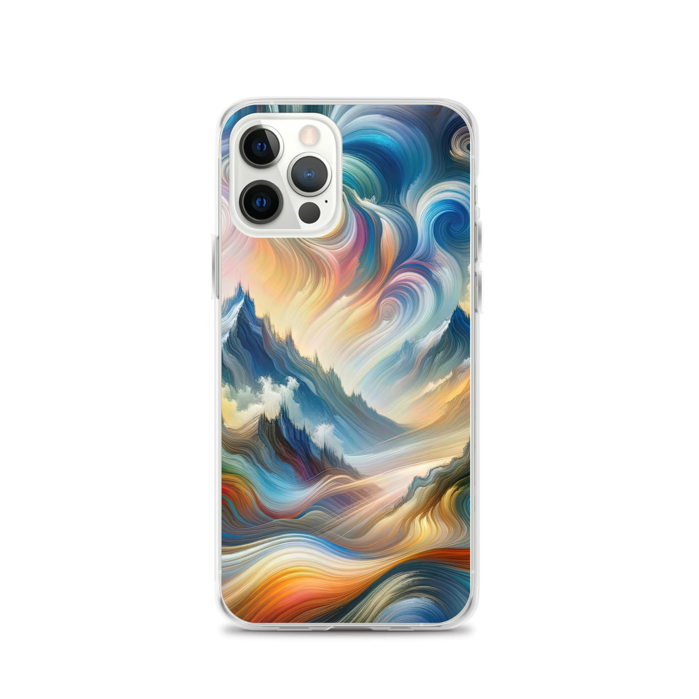 Ätherische schöne Alpen in lebendigen Farbwirbeln - Abstrakte Berge - iPhone Schutzhülle (durchsichtig) berge xxx yyy zzz iPhone 12 Pro