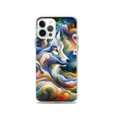 Abstraktes Alpen Gemälde: Wirbelnde Farben und Majestätischer Wolf, Silhouette (AN) - iPhone Schutzhülle (durchsichtig) xxx yyy zzz iPhone 12 Pro