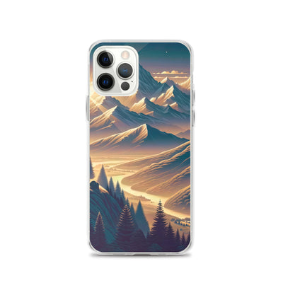 Alpen-Morgendämmerung, erste Sonnenstrahlen auf Schneegipfeln - iPhone Schutzhülle (durchsichtig) berge xxx yyy zzz iPhone 12 Pro