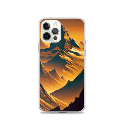 Fuchs in Alpen-Sonnenuntergang, goldene Berge und tiefe Täler - iPhone Schutzhülle (durchsichtig) camping xxx yyy zzz iPhone 12 Pro