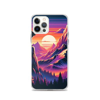 Alpen-Sonnenuntergang mit Bär auf Hügel, warmes Himmelsfarbenspiel - iPhone Schutzhülle (durchsichtig) camping xxx yyy zzz iPhone 12 Pro