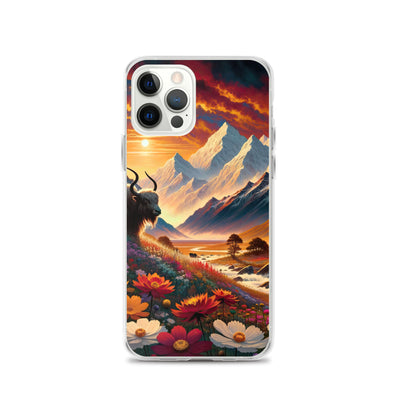 Magischer Alpenabend mit Hochlandkuh und goldener Sonnenkulisse - iPhone Schutzhülle (durchsichtig) berge xxx yyy zzz iPhone 12 Pro