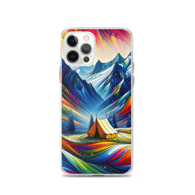 Surreale Alpen in abstrakten Farben, dynamische Formen der Landschaft - iPhone Schutzhülle (durchsichtig) camping xxx yyy zzz iPhone 12 Pro