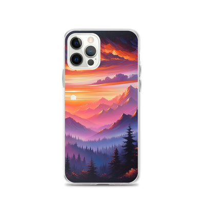 Ölgemälde der Alpenlandschaft im ätherischen Sonnenuntergang, himmlische Farbtöne - iPhone Schutzhülle (durchsichtig) berge xxx yyy zzz iPhone 12 Pro