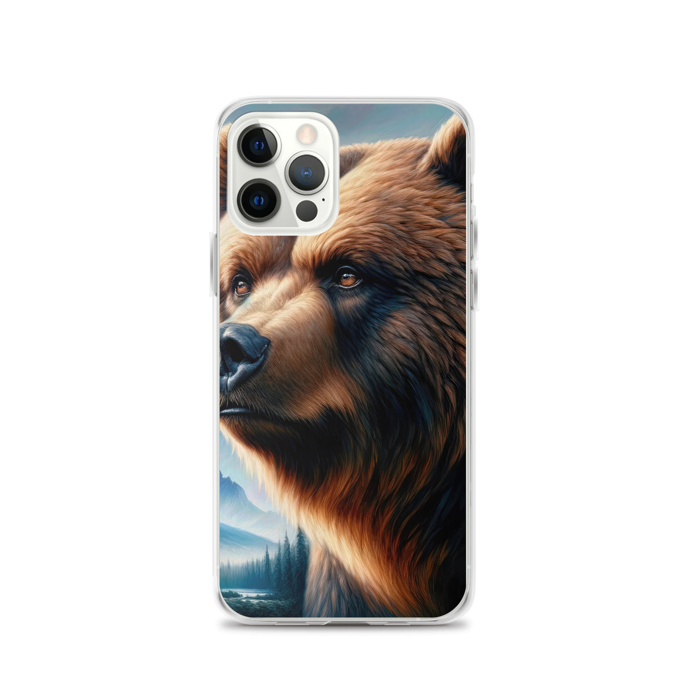 Ölgemälde, das das Gesicht eines starken realistischen Bären einfängt. Porträt - iPhone Schutzhülle (durchsichtig) camping xxx yyy zzz iPhone 12 Pro