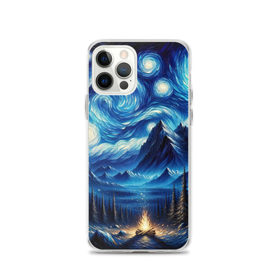 Sternennacht-Stil Ölgemälde der Alpen, himmlische Wirbelmuster - iPhone Schutzhülle (durchsichtig) berge xxx yyy zzz iPhone 12 Pro