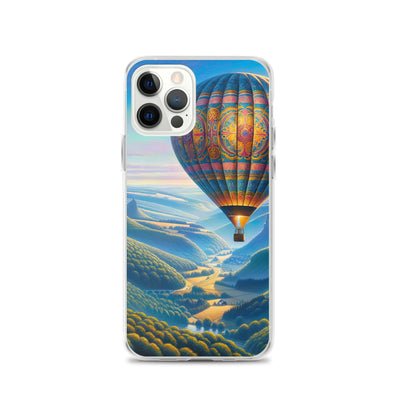 Ölgemälde einer ruhigen Szene mit verziertem Heißluftballon - iPhone Schutzhülle (durchsichtig) berge xxx yyy zzz iPhone 12 Pro