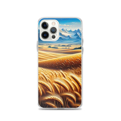 Ölgemälde eines weiten bayerischen Weizenfeldes, golden im Wind (TR) - iPhone Schutzhülle (durchsichtig) xxx yyy zzz iPhone 12 Pro