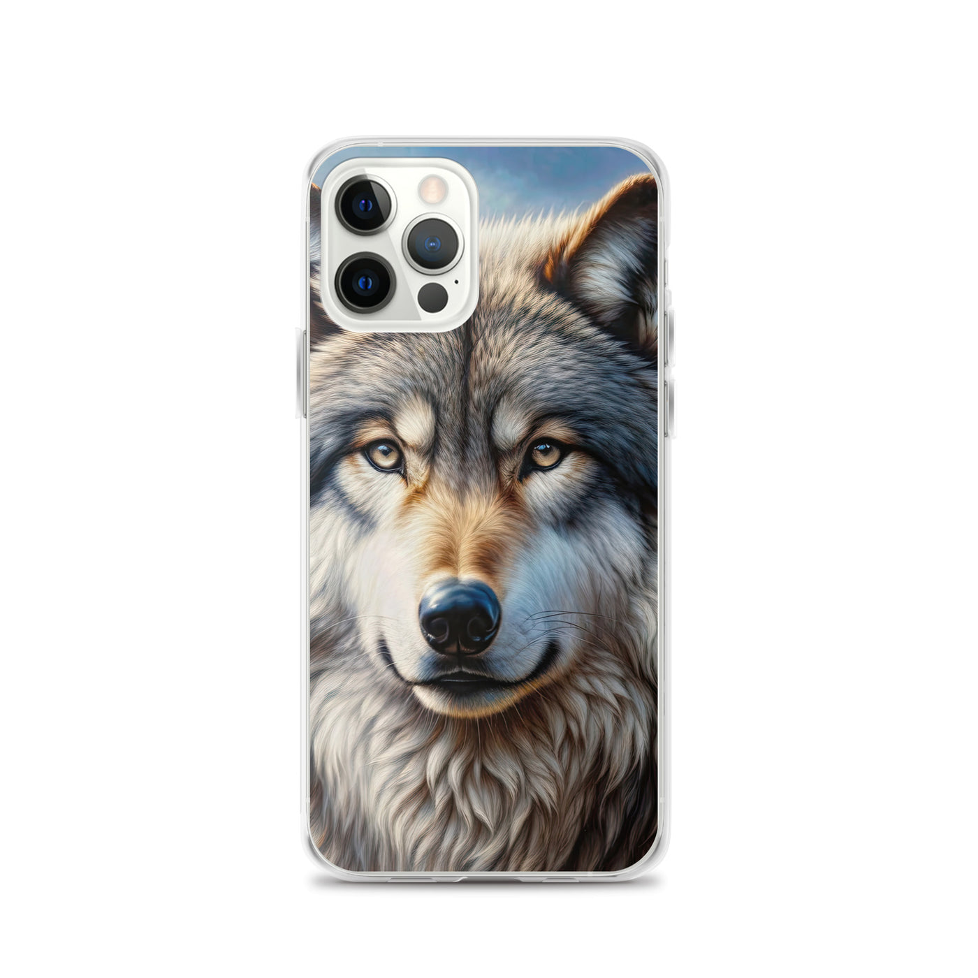 Porträt-Ölgemälde eines prächtigen Wolfes mit faszinierenden Augen (AN) - iPhone Schutzhülle (durchsichtig) xxx yyy zzz iPhone 12 Pro
